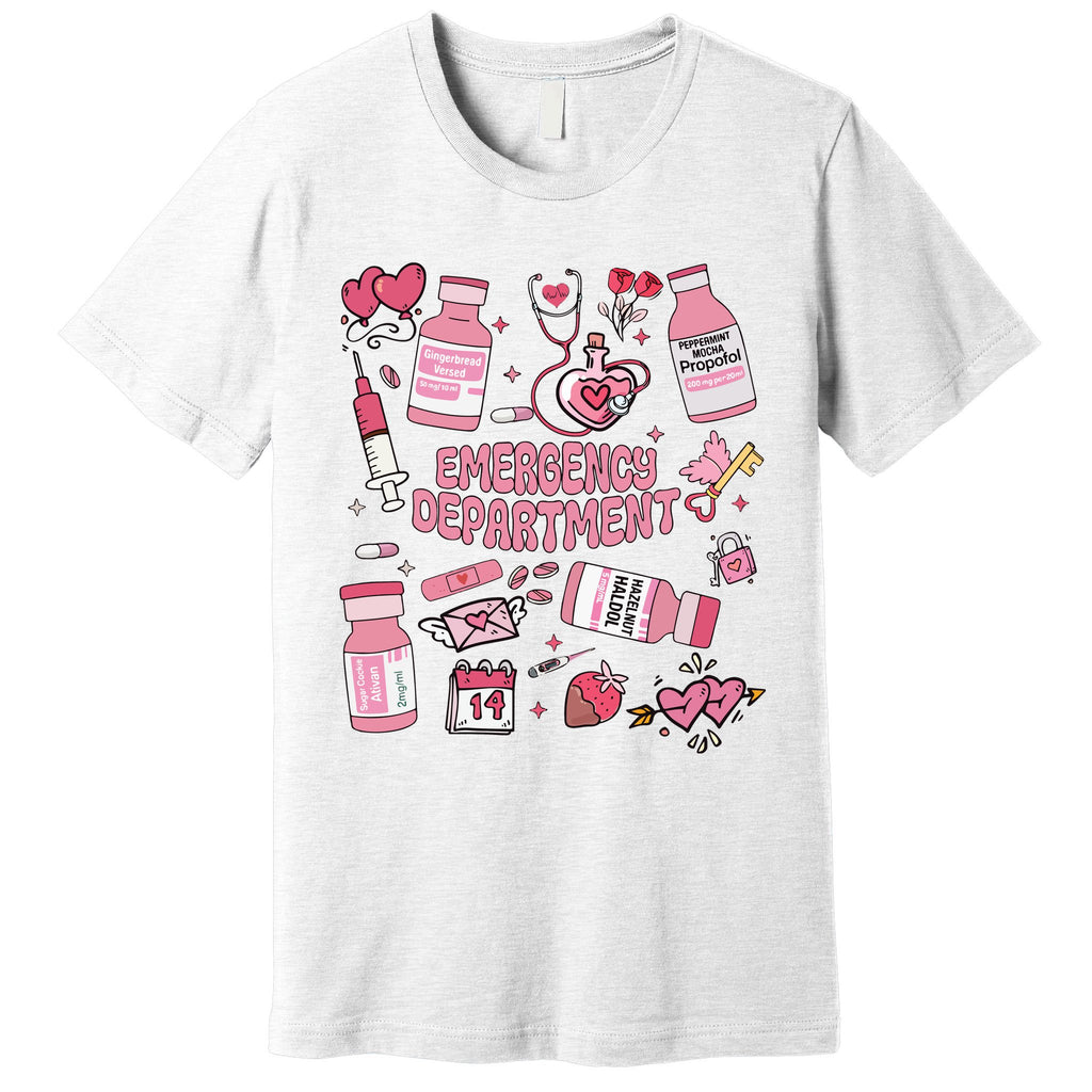 Emergency Department Valentine Er Nurse Premium T-Shirt