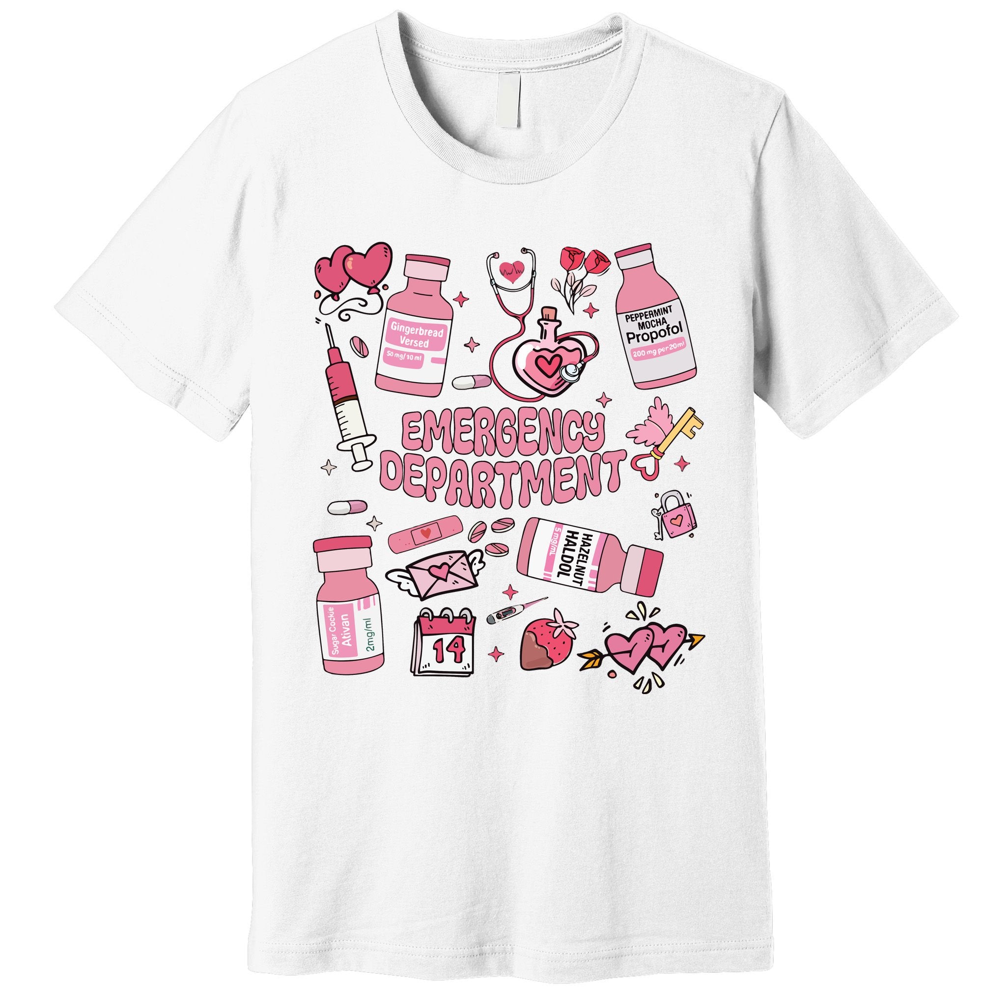 Emergency Department Valentine Er Nurse Premium T-Shirt