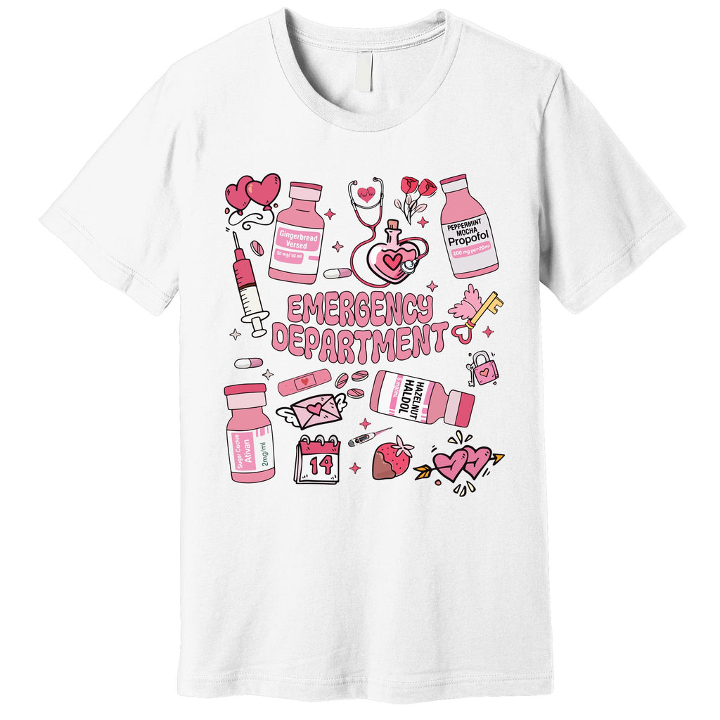 Emergency Department Valentine Er Nurse Premium T-Shirt