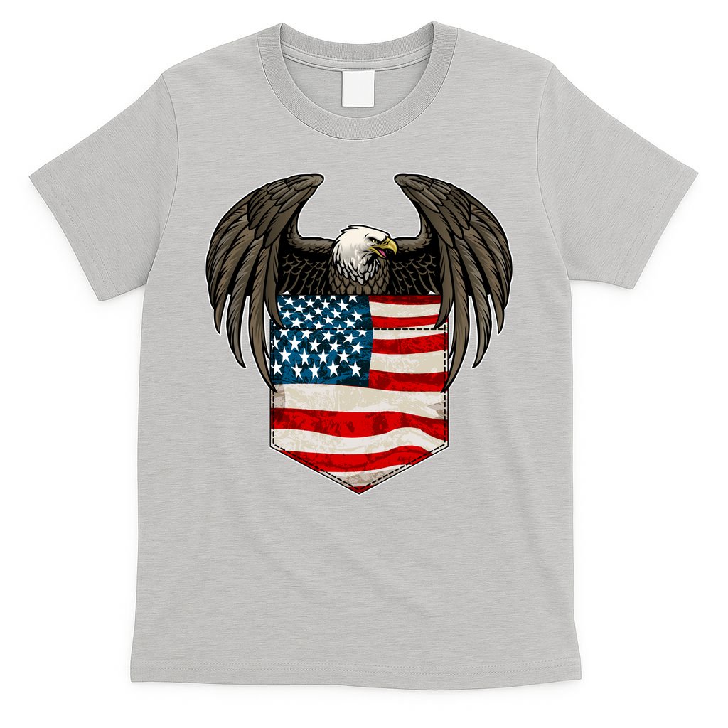 Eagle In American USA Flag Pocket T-Shirt