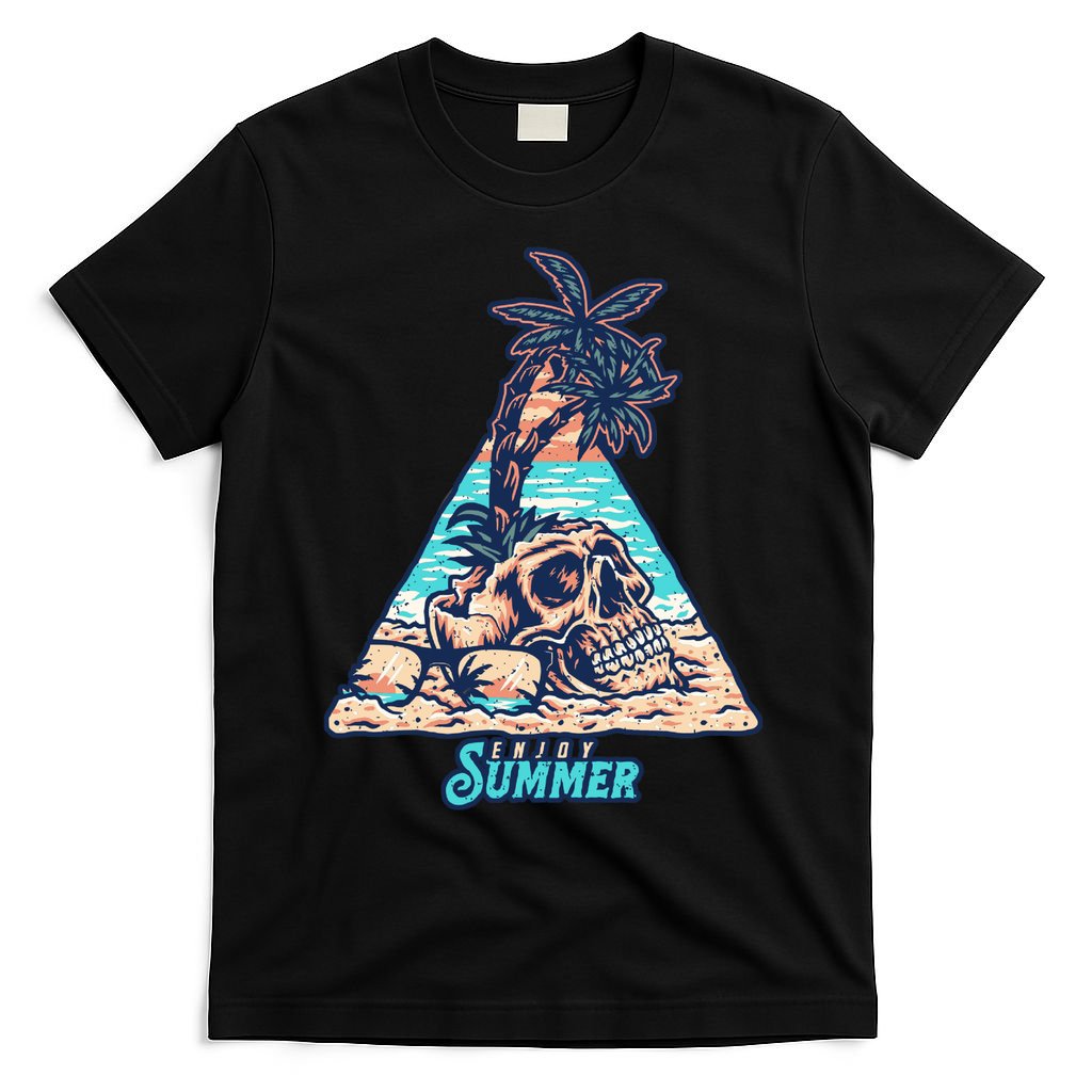 Enjoy Tropical Summer Vacation Skull T-Shirt