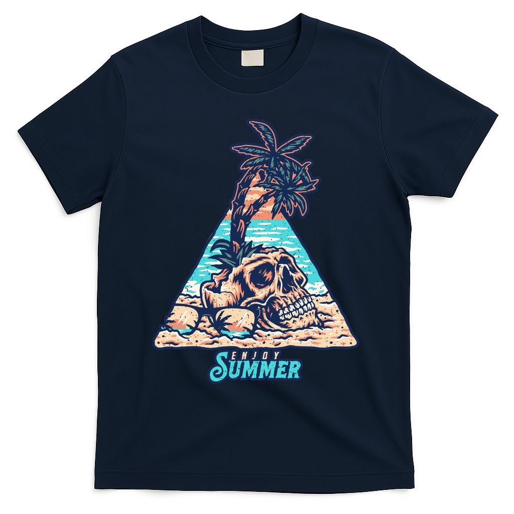 Enjoy Tropical Summer Vacation Skull T-Shirt