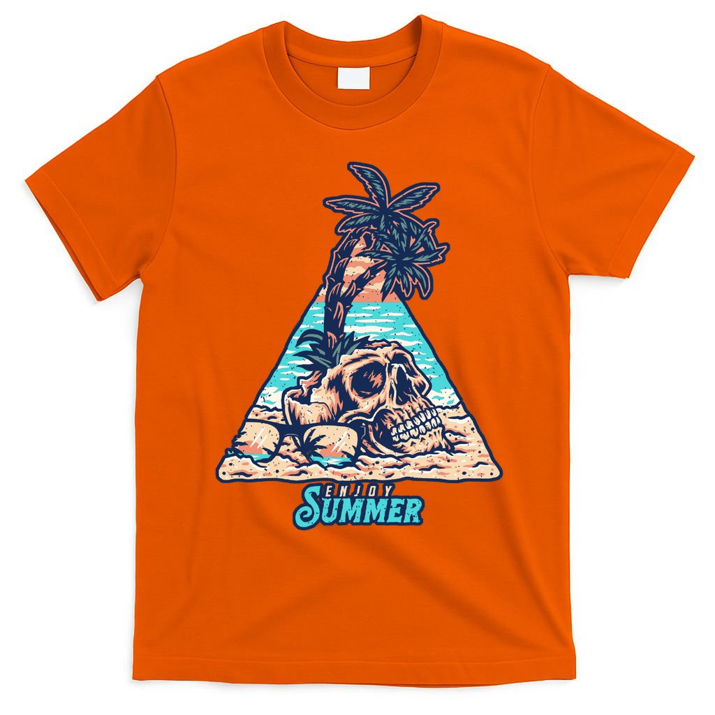 Enjoy Tropical Summer Vacation Skull T-Shirt