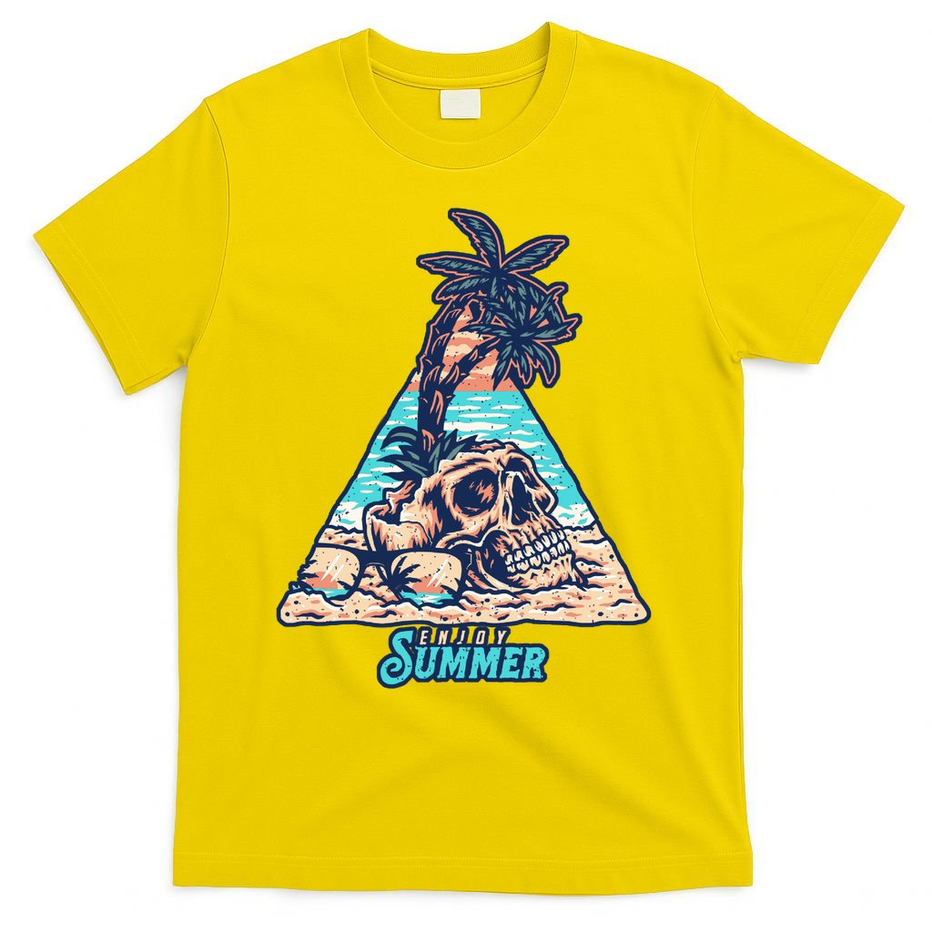 Enjoy Tropical Summer Vacation Skull T-Shirt