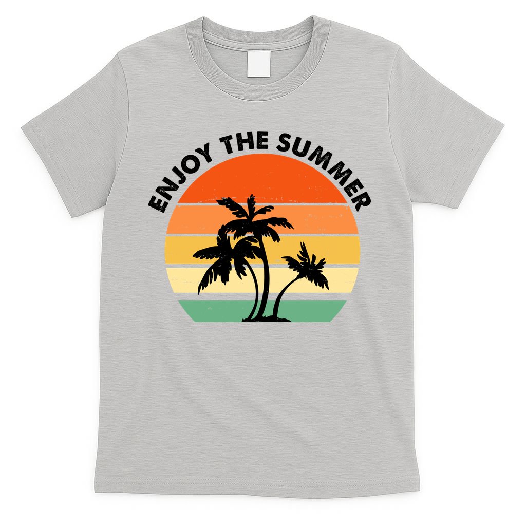 Enjoy The Summer Retro Sunset Palm Tree T-Shirt