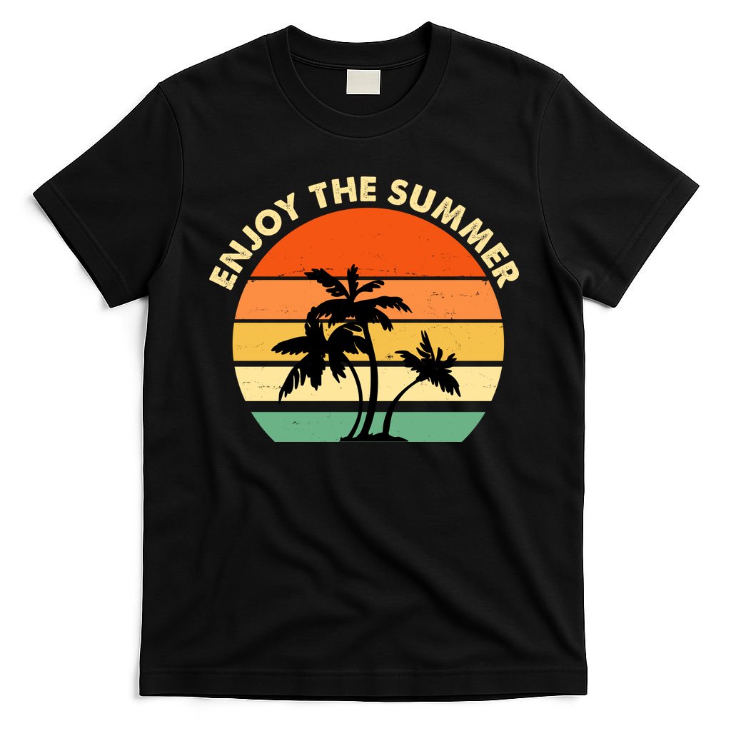 Enjoy The Summer Retro Sunset Palm Tree T-Shirt