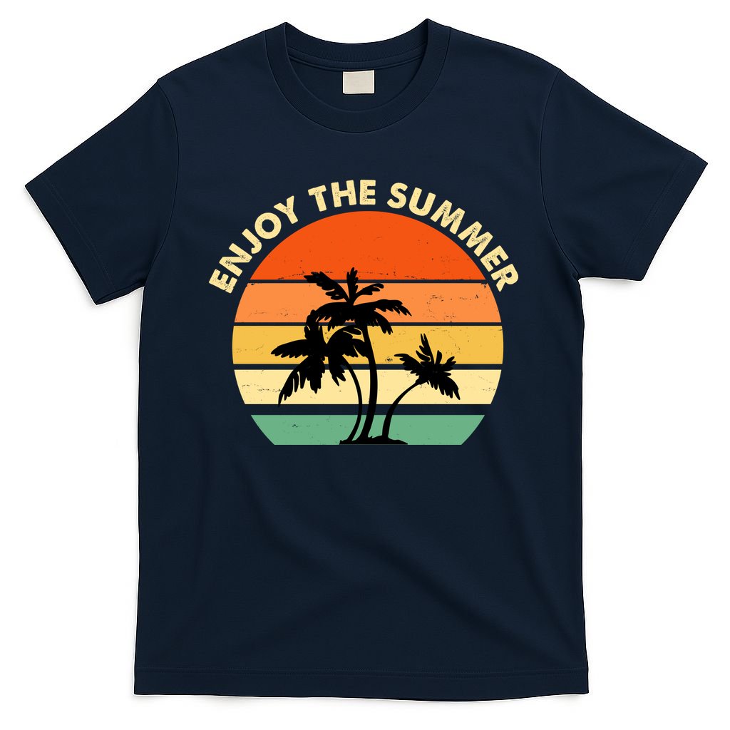 Enjoy The Summer Retro Sunset Palm Tree T-Shirt