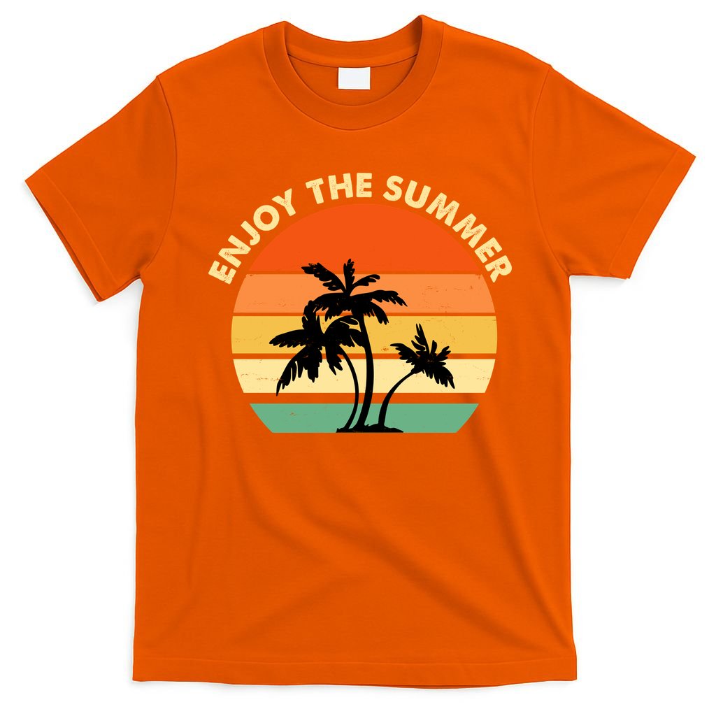 Enjoy The Summer Retro Sunset Palm Tree T-Shirt