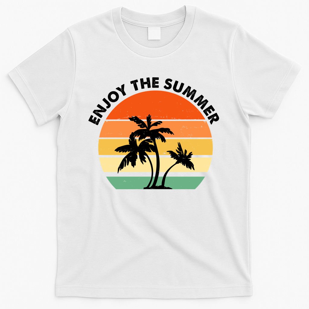 Enjoy The Summer Retro Sunset Palm Tree T-Shirt