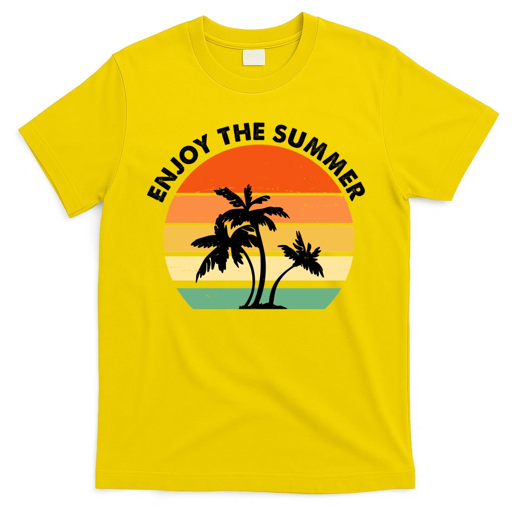 Enjoy The Summer Retro Sunset Palm Tree T-Shirt