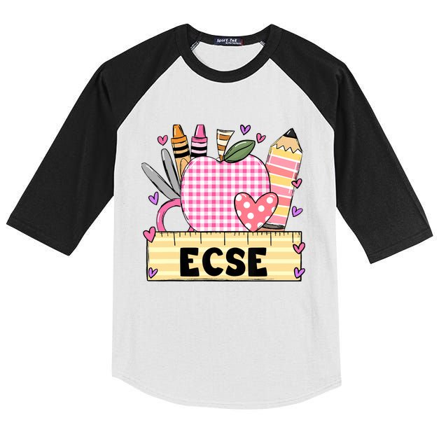 ECSE Valentine S Day Teacher Frame Kids Colorblock Raglan Jersey