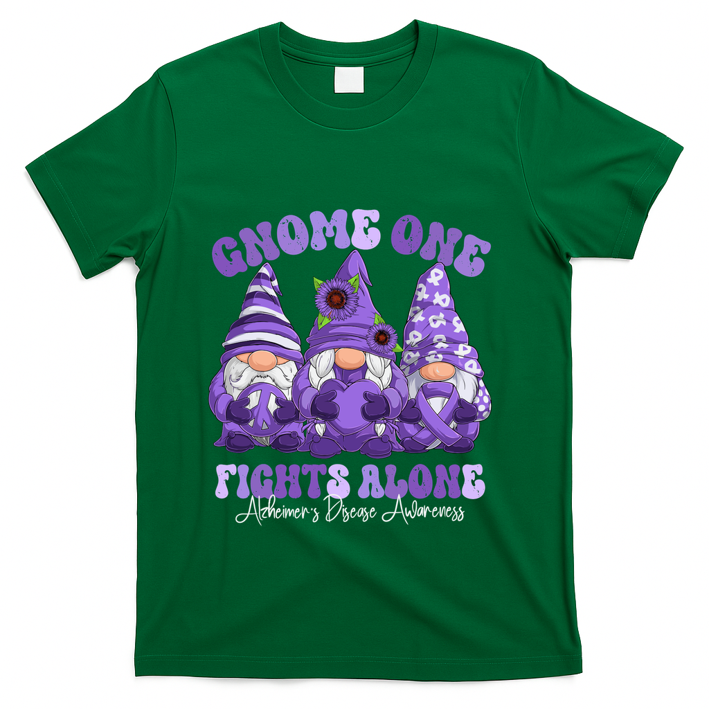 AlzheimerS Disease Awareness Month Purple Ribbon Gnomies T-Shirt