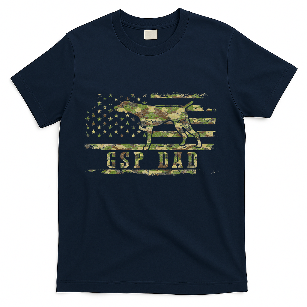 Gsp Dad Camo American Flag German Shorthaired Pointer Dog T-Shirt