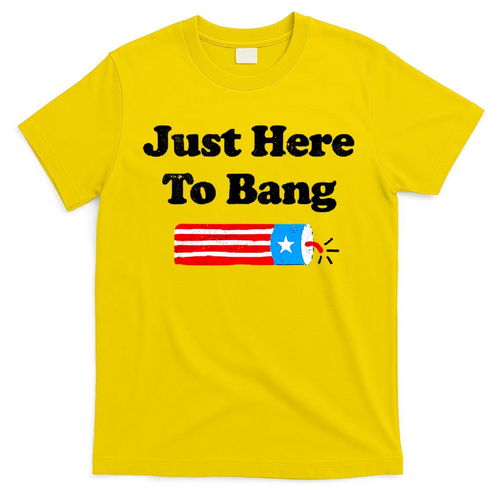 Funny 4th Of July Just Here To Bang Fireworks Fourth Of July. T-Shirt