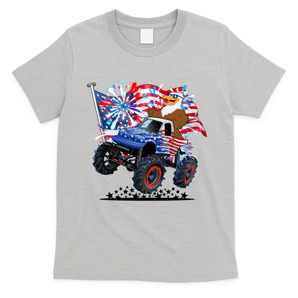 Funny 4th Of July Patriotic American Flag Monster Truck Eagle T-Shirt