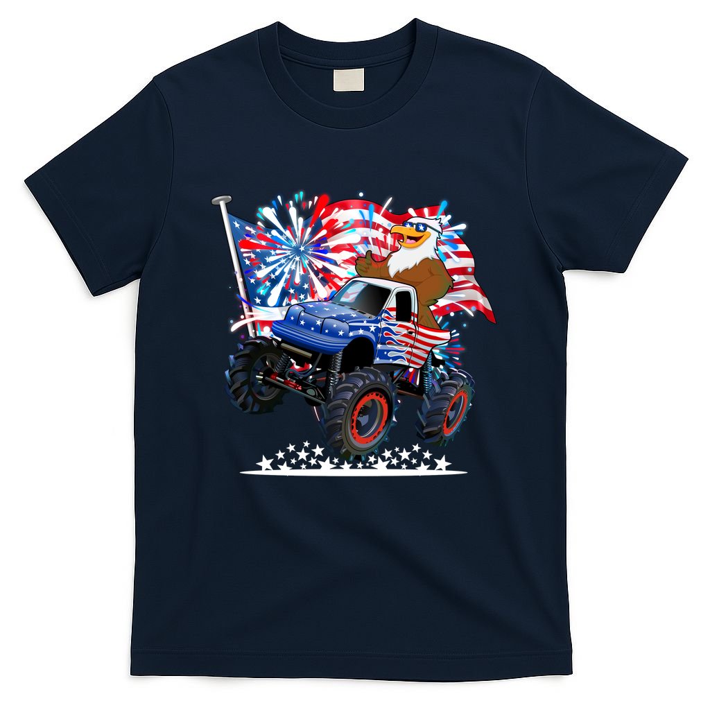 Funny 4th Of July Patriotic American Flag Monster Truck Eagle T-Shirt