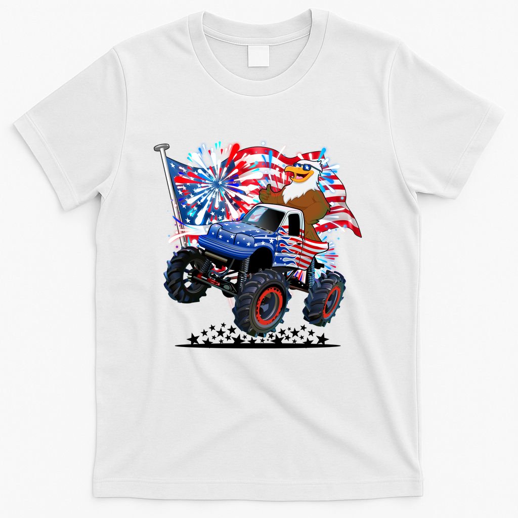 Funny 4th Of July Patriotic American Flag Monster Truck Eagle T-Shirt