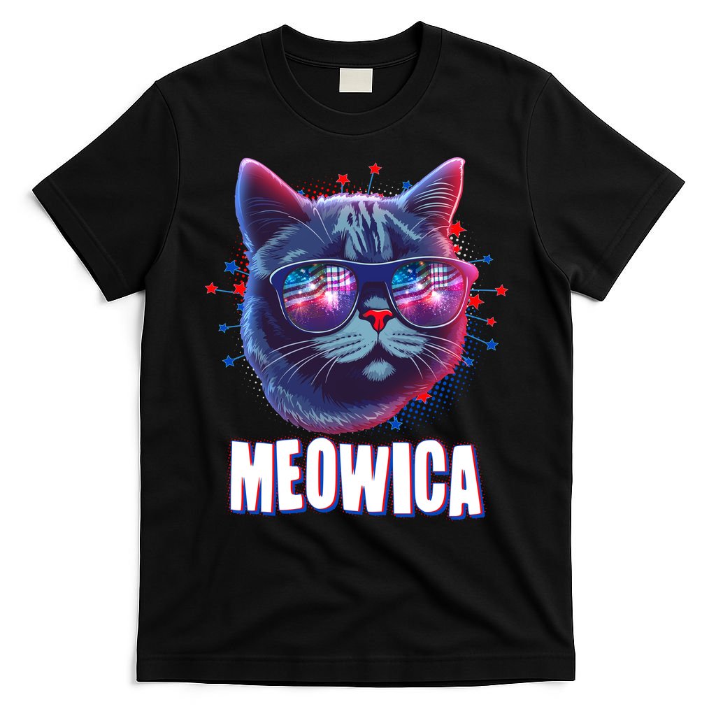 Funny 4th Of July Meowica Fireworks Cat T-Shirt