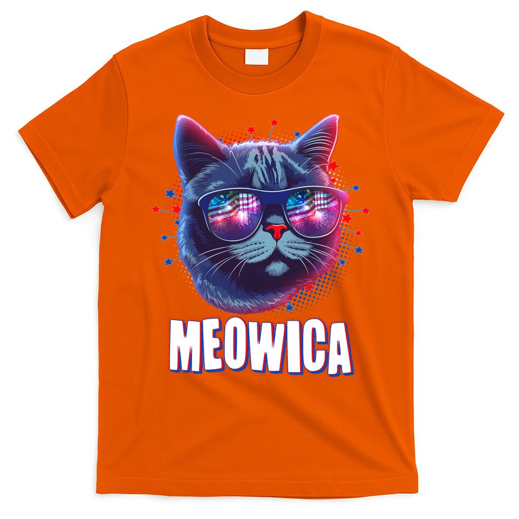 Funny 4th Of July Meowica Fireworks Cat T-Shirt