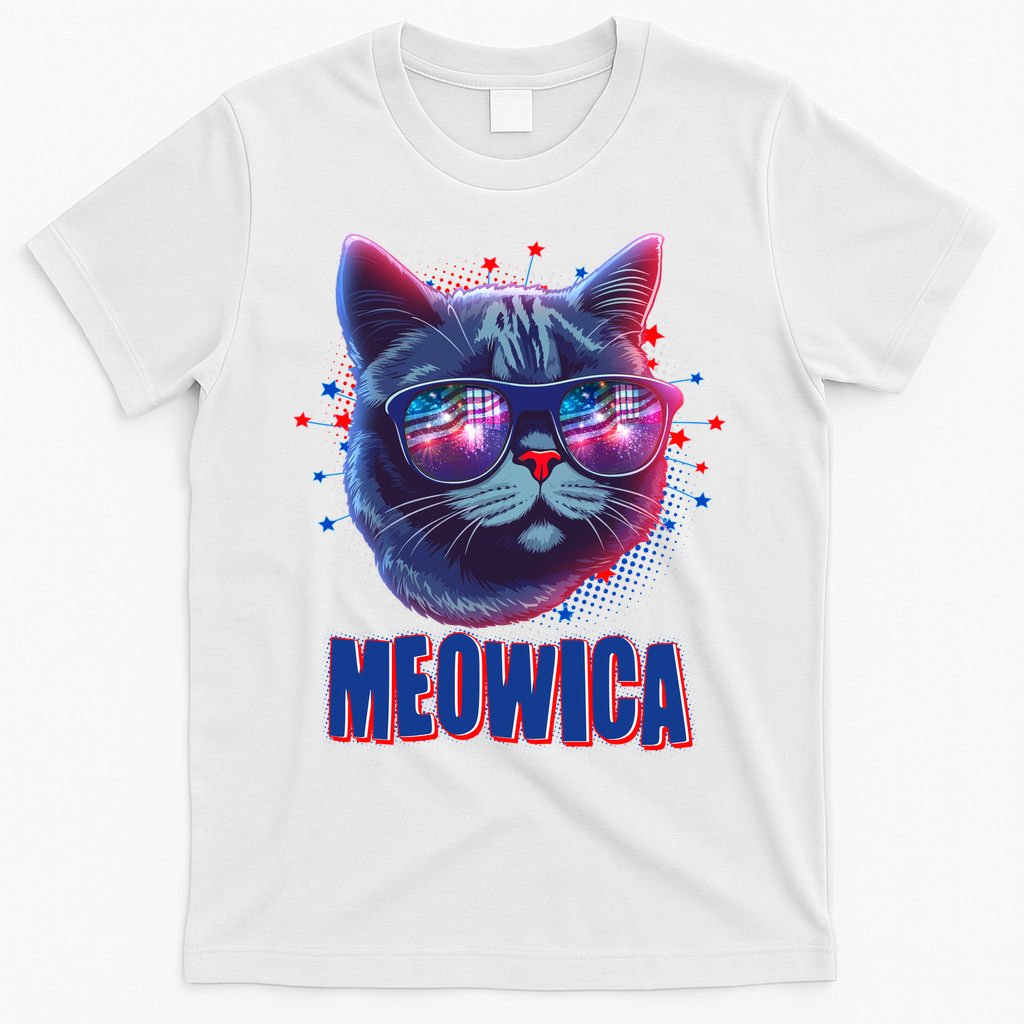Funny 4th Of July Meowica Fireworks Cat T-Shirt