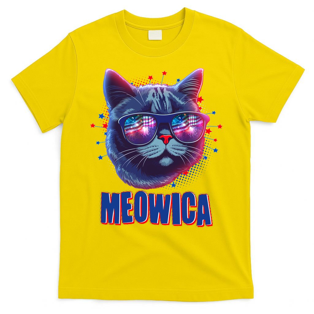 Funny 4th Of July Meowica Fireworks Cat T-Shirt