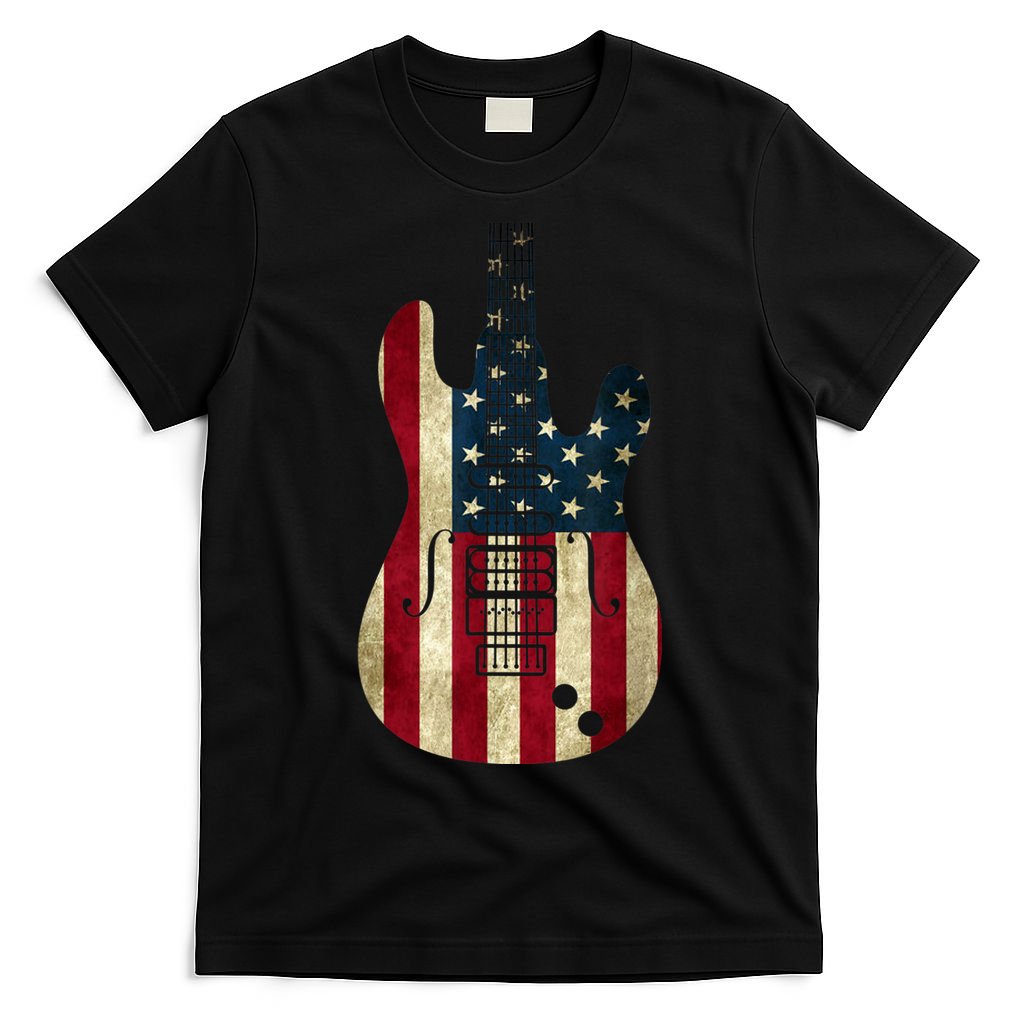 Funny 4th Of July American Flag Guitar Patriotic Gift T-Shirt
