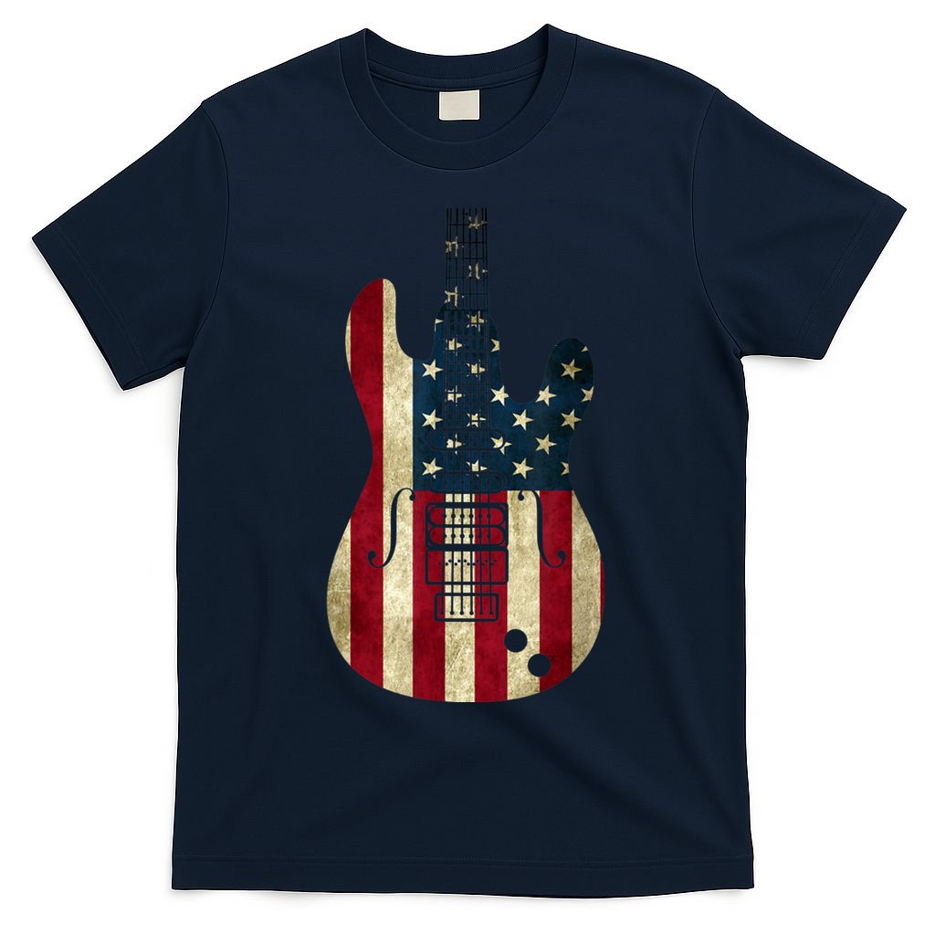 Funny 4th Of July American Flag Guitar Patriotic Gift T-Shirt