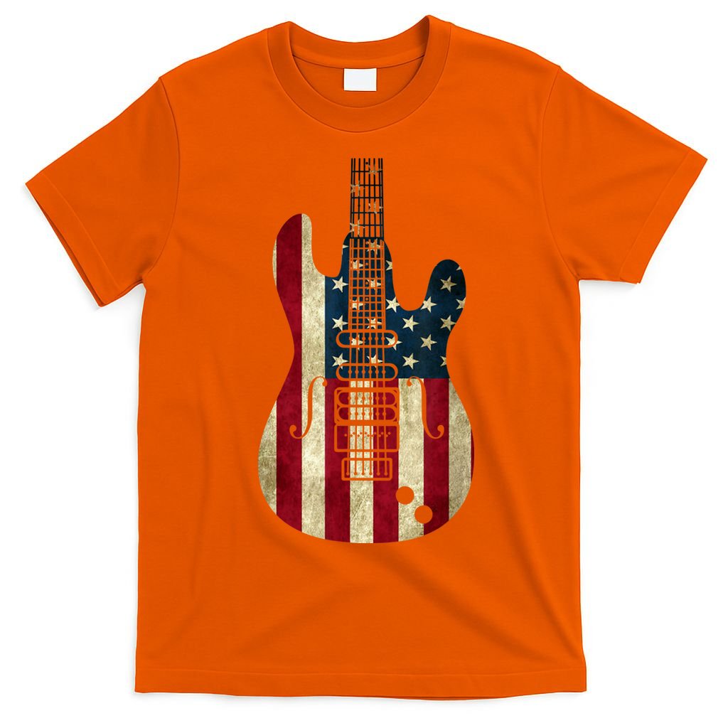 Funny 4th Of July American Flag Guitar Patriotic Gift T-Shirt