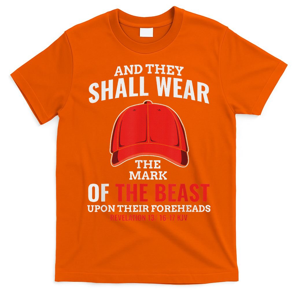 Funny Anti Trump Mark Of The Beast Red Hat T-Shirt