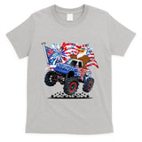 Funny American Usa Flag Eagle Monster Truck T-Shirt