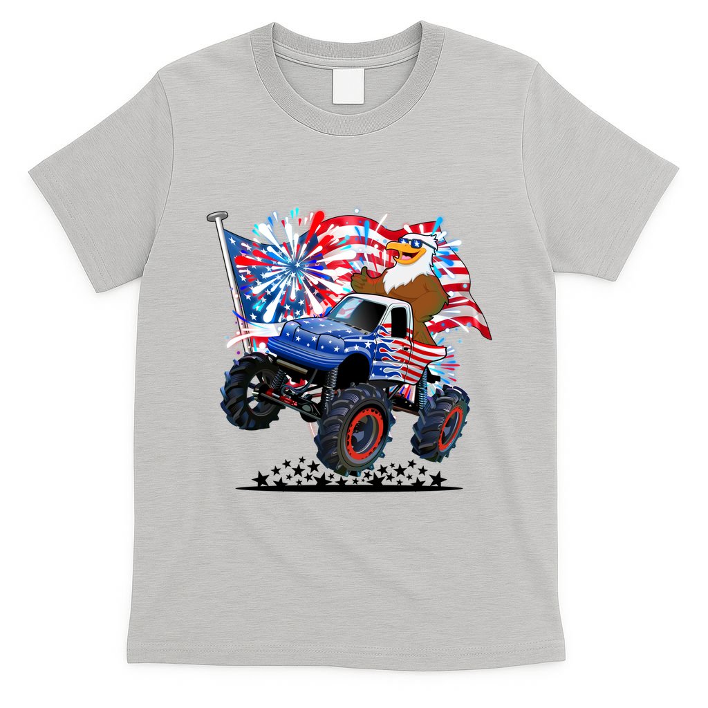 Funny American Usa Flag Eagle Monster Truck T-Shirt