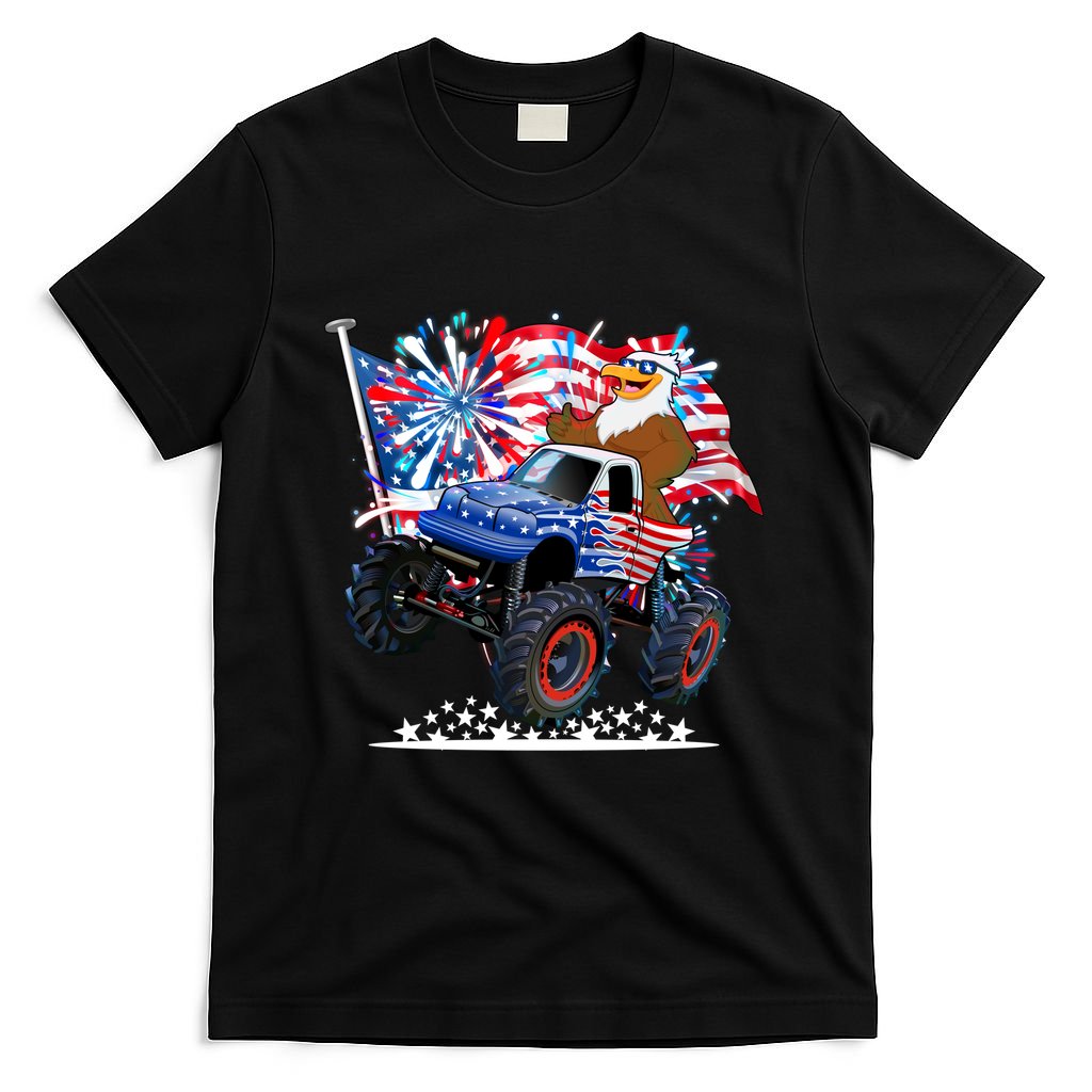 Funny American Usa Flag Eagle Monster Truck T-Shirt