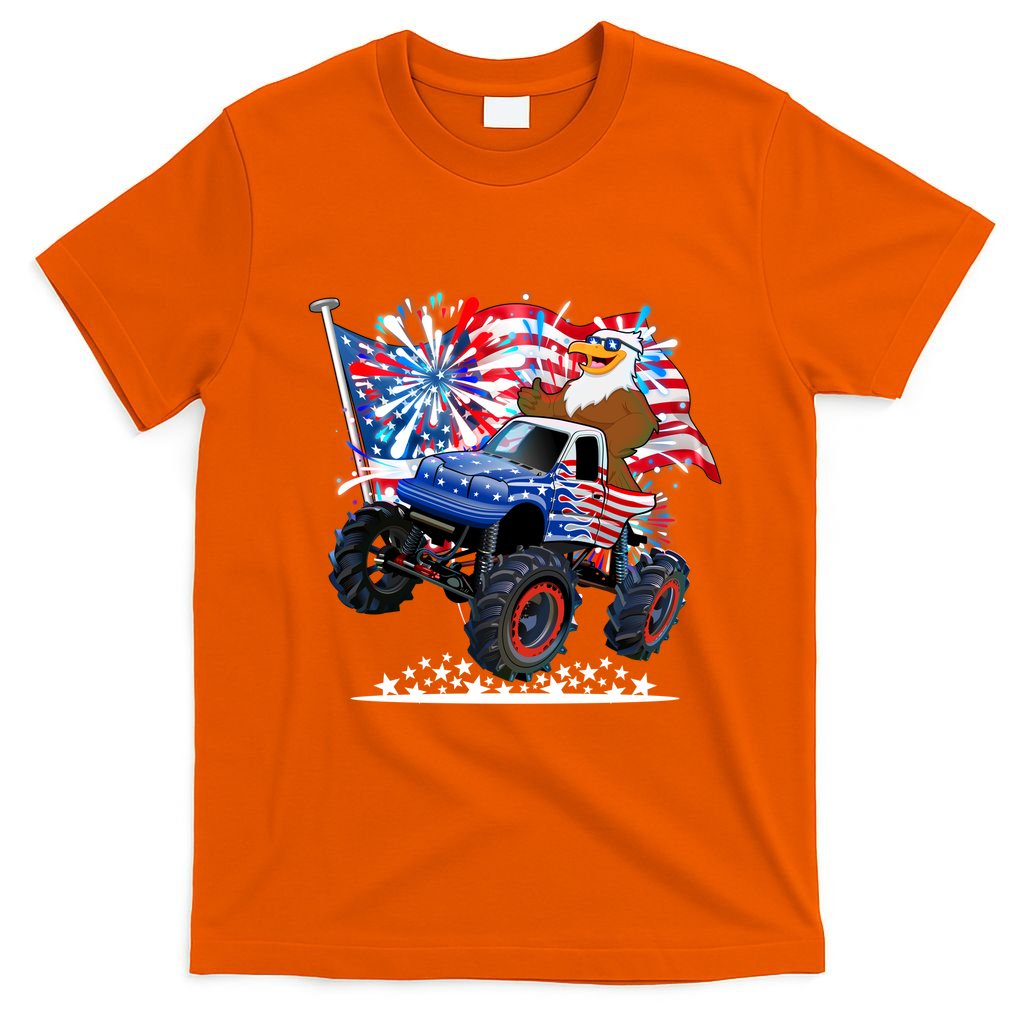 Funny American Usa Flag Eagle Monster Truck T-Shirt