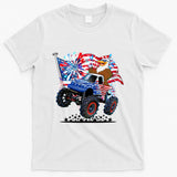 Funny American Usa Flag Eagle Monster Truck T-Shirt