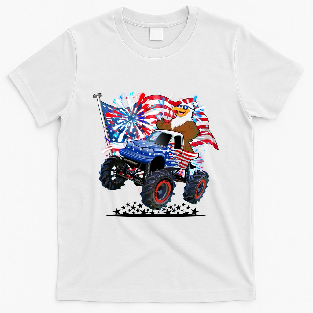 Funny American Usa Flag Eagle Monster Truck T-Shirt