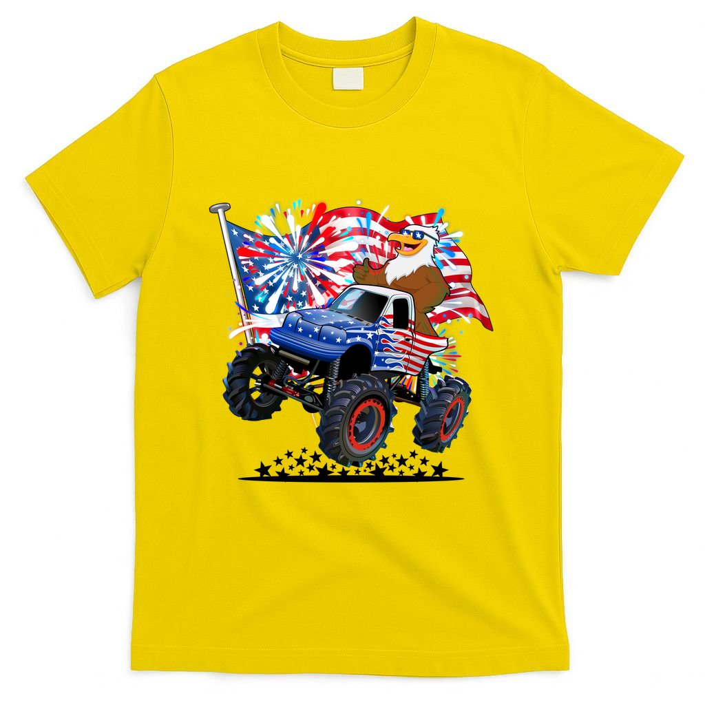 Funny American Usa Flag Eagle Monster Truck T-Shirt