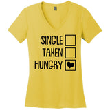 Funny Anti Valentine Single Taken Hungry Women's V-Neck T-Shirt