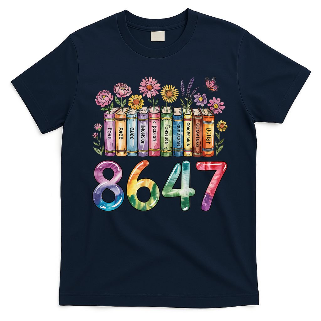 Floral Bookshelf 8647 Inclusion And Love Teacher T-Shirt