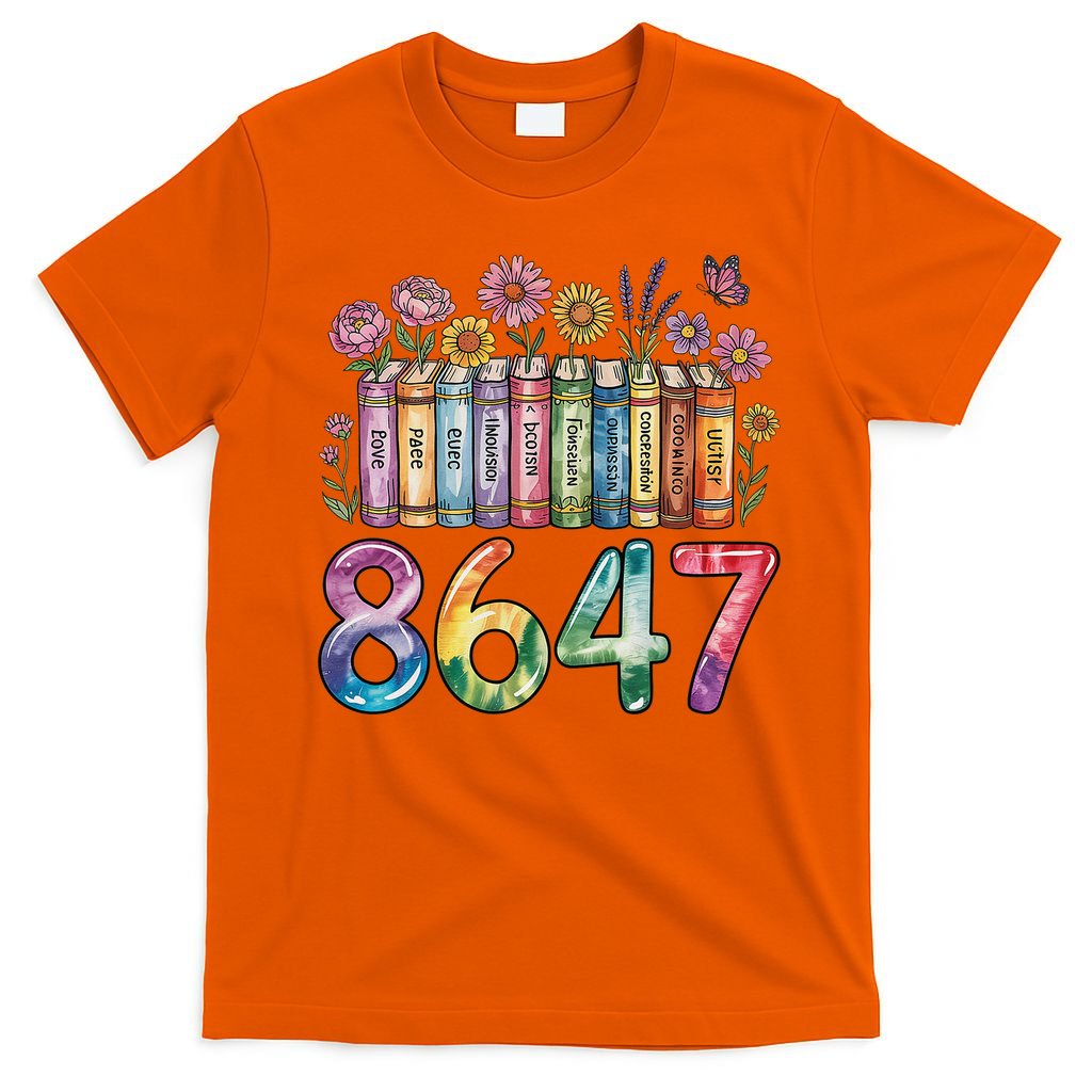 Floral Bookshelf 8647 Inclusion And Love Teacher T-Shirt