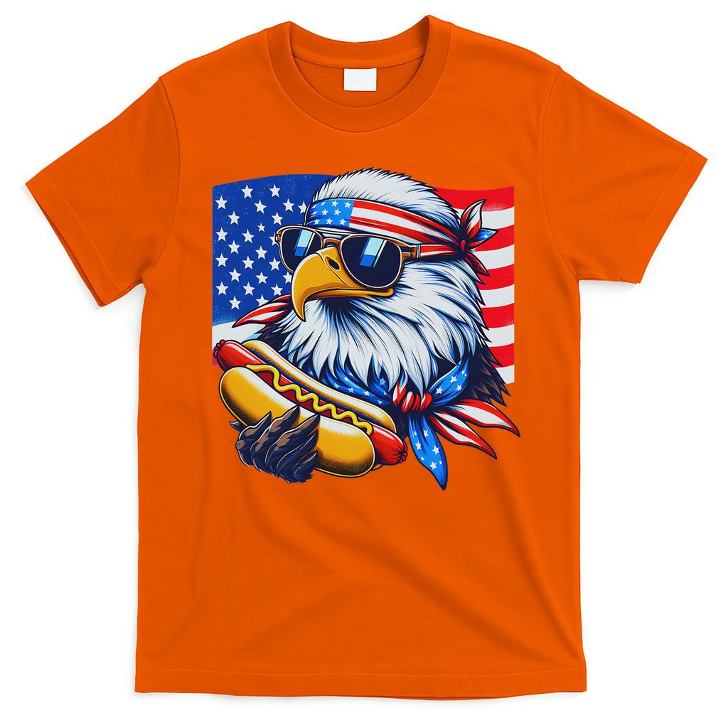 Funny Bald Eagle Hotdog American Flag 4th Of July Patriotic T-Shirt