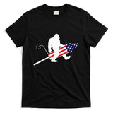 Men  Bigfoot Fireworks 4th of July American Flag US T-Shirt