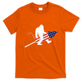 Men  Bigfoot Fireworks 4th of July American Flag US T-Shirt