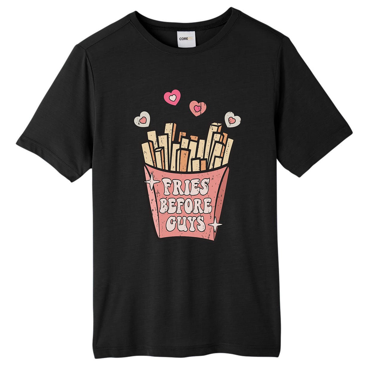 Fries Before Guys Foodie Lover Valentine Cartoon Graphic Tall Fusion ChromaSoft Performance T-Shirt