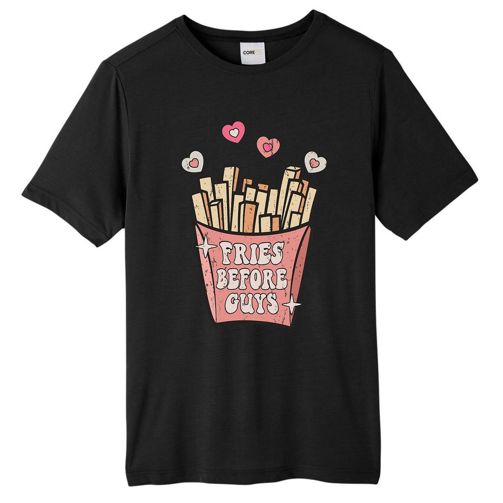 Fries Before Guys Foodie Lover Valentine Cartoon Graphic Tall Fusion ChromaSoft Performance T-Shirt