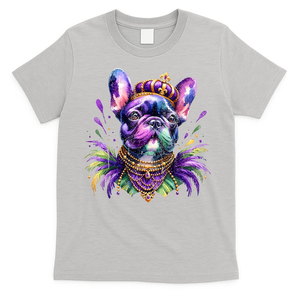 French Bulldog Owners With Mardi Gras Watercolor Dog Lovers Gift Retro T-Shirt