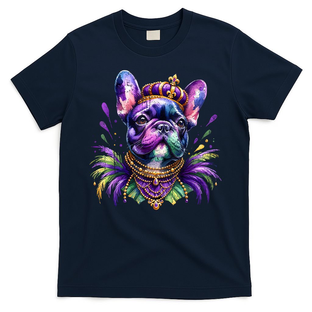 French Bulldog Owners With Mardi Gras Watercolor Dog Lovers Gift Retro T-Shirt