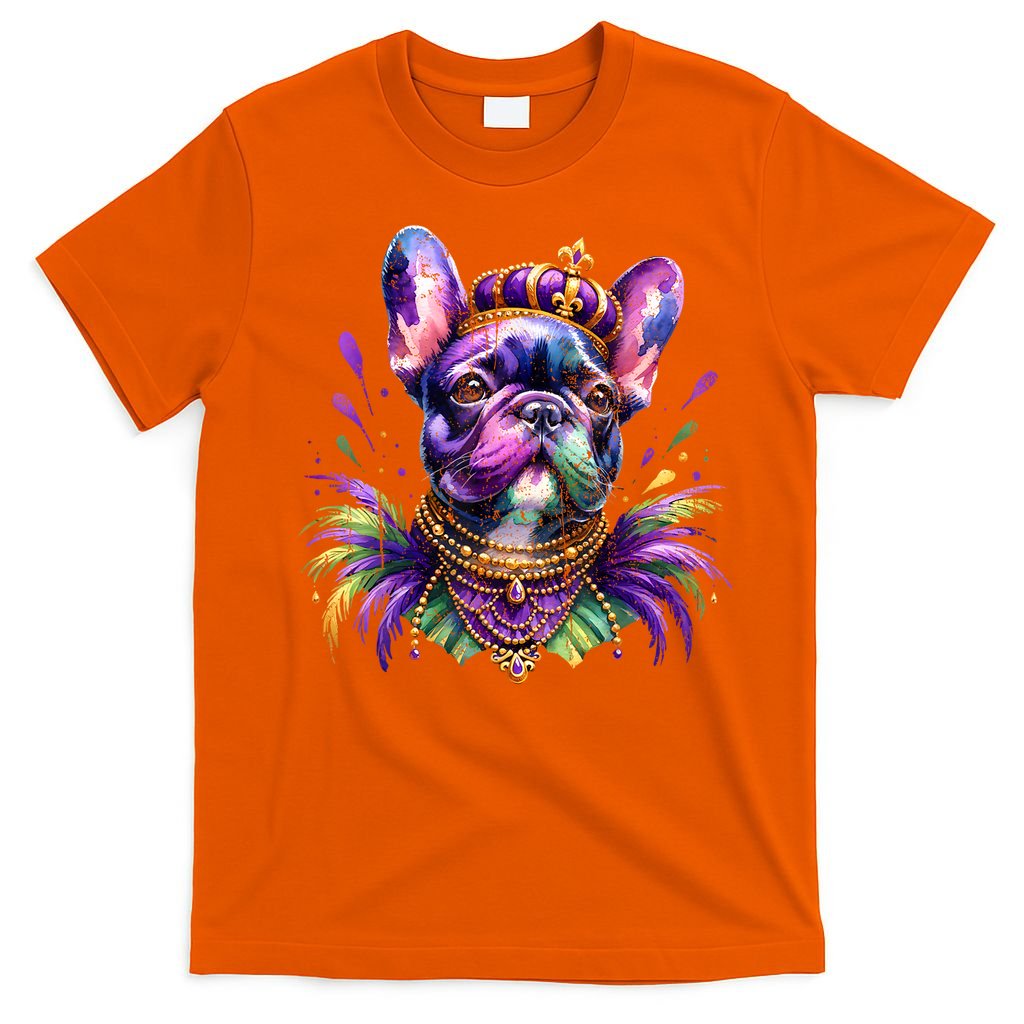 French Bulldog Owners With Mardi Gras Watercolor Dog Lovers Gift Retro T-Shirt