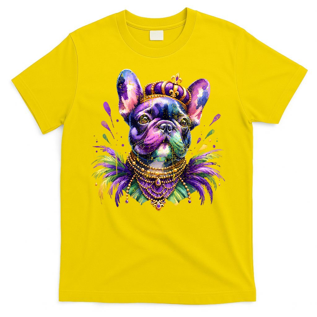 French Bulldog Owners With Mardi Gras Watercolor Dog Lovers Gift Retro T-Shirt