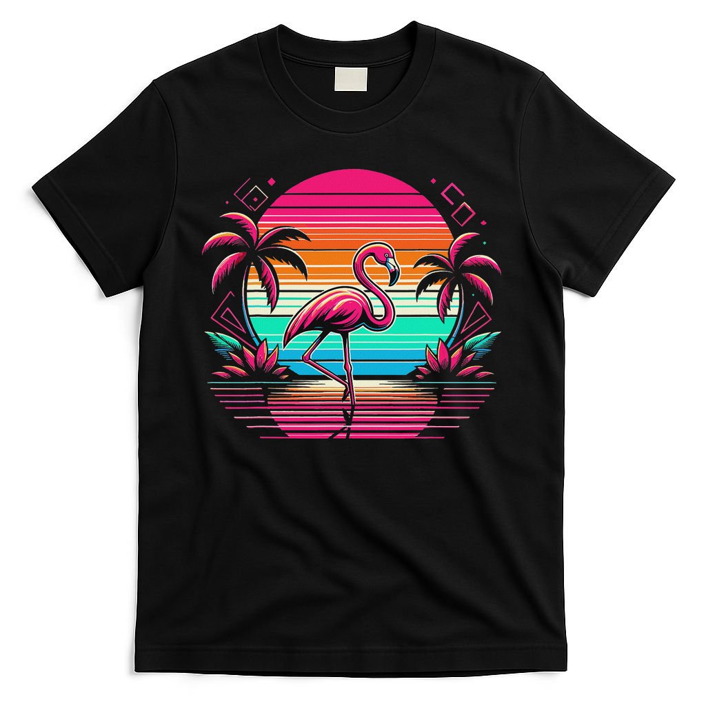 Flamingo Beach Summer Vibes Palm Tree Tropical Summer T-Shirt