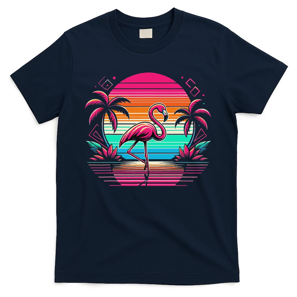 Flamingo Beach Summer Vibes Palm Tree Tropical Summer T-Shirt